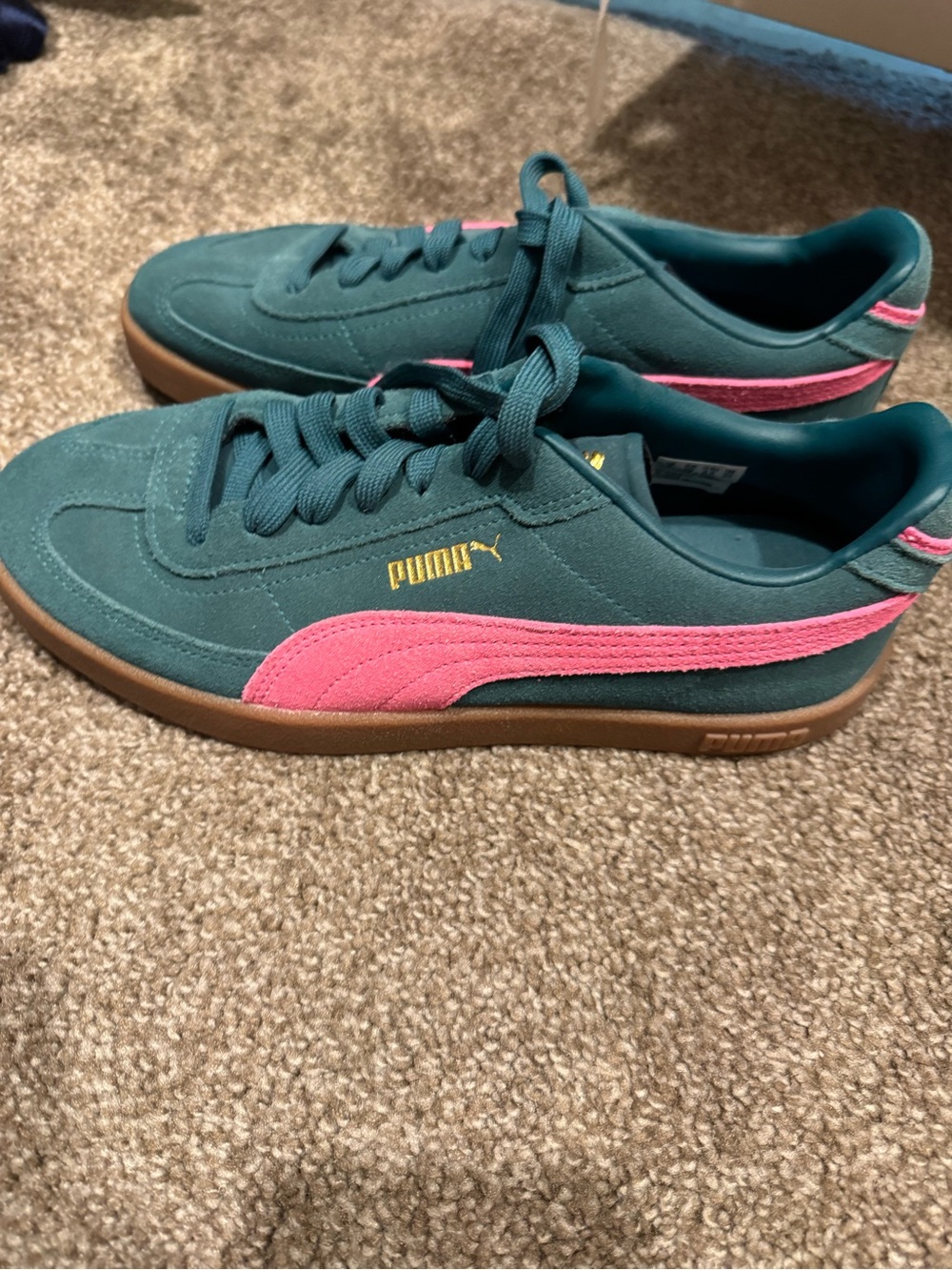 Puma Teal and Pink Suede Sneakers